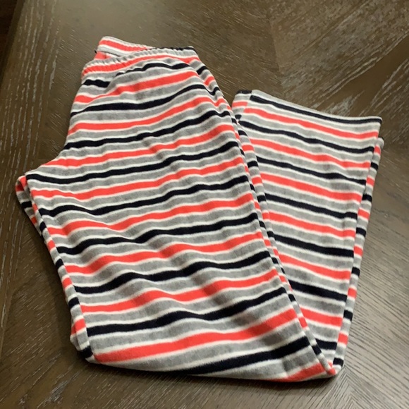 SO gray/black/coral striped soft and comfy fleece pajama pants - Picture 8 of 13